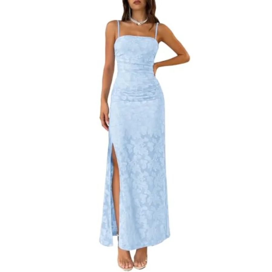 MITILLY Women's Summer Wedding Guest Dress 2026 Formal Spaghetti Strap Bodycon Ruched Floral Slit Maxi Dresses
MITILLY Women's Summer Wedding Guest Dress 2026 Formal Spaghetti Strap Bodycon Ruched Floral Slit Maxi Dresses
