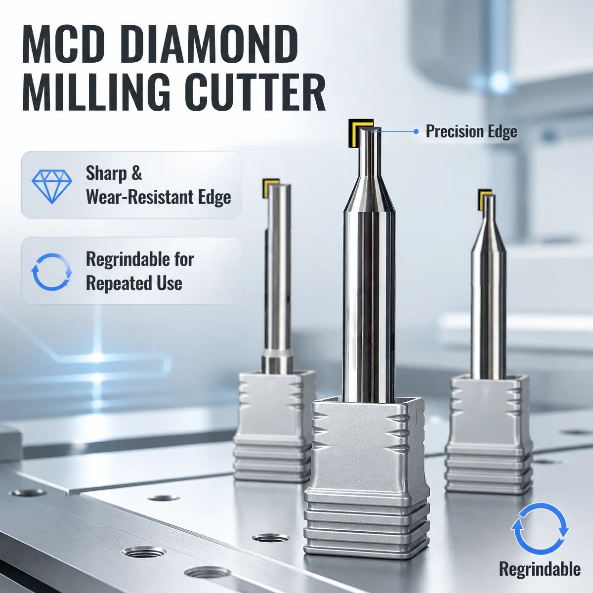 MCD Single Crystal Diamond High Gloss Milling Cutter Flat Side Cutting Tools for Acrylic Al Cu Carving Engraving CNC Router Bits
MCD Single Crystal Diamond High Gloss Milling Cutter Flat Side Cutting Tools for Acrylic Al Cu Carving Engraving CNC Router Bits