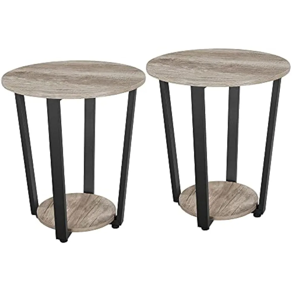 2-Tier Round End Tables Living Room Set of 2, Industrial Small Round End Side Snack Table for Small Spaces, Gray
2-Tier Round End Tables Living Room Set of 2, Industrial Small Round End Side Snack Table for Small Spaces, Gray