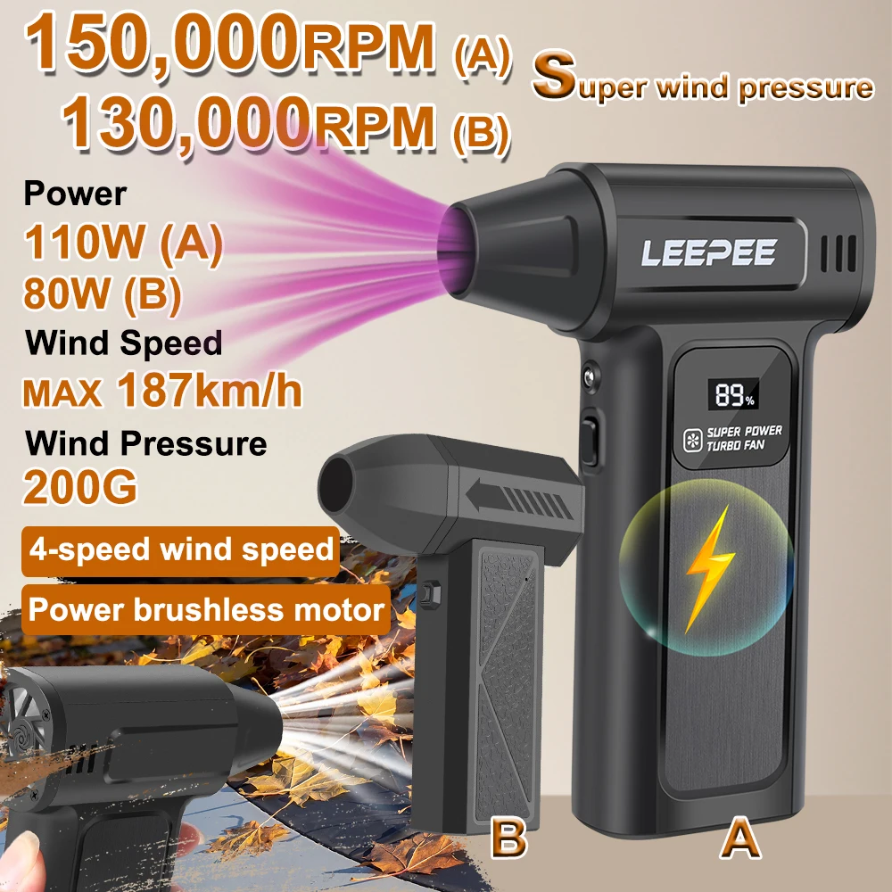 Cordless RV Fan 130/150K RPM Turbo Blower Fan Interior Air Duster Strong Blowing Pocket Pump Air Duster Forest Camping BBQ Tools
Cordless RV Fan 130/150K RPM Turbo Blower Fan Interior Air Duster Strong Blowing Pocket Pump Air Duster Forest Camping BBQ Tools