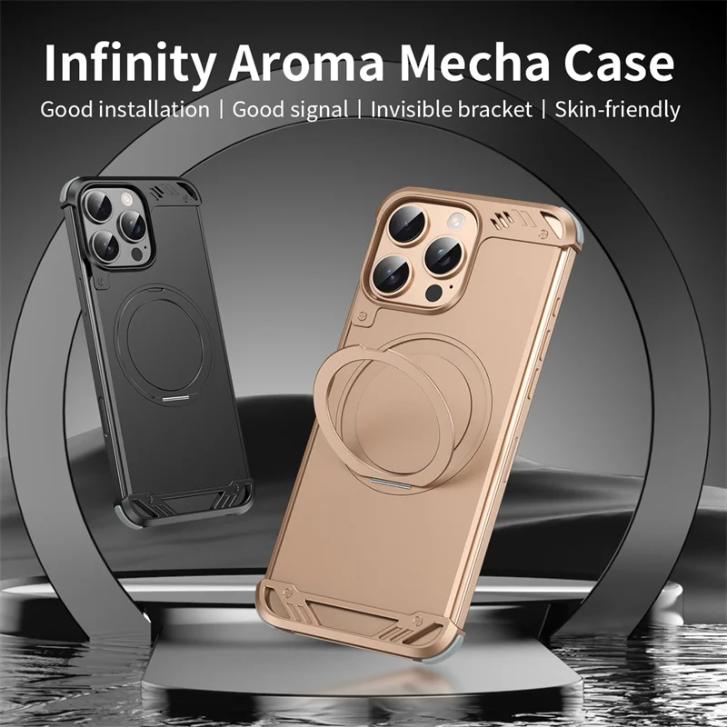 Aluminum Alloy Holder Magnetic Phone Case For iPhone 16 13 14 15 Pro Max Plus MagSafe Frameless Aromatherapy Shockproof Cover
Aluminum Alloy Holder Magnetic Phone Case For iPhone 16 13 14 15 Pro Max Plus MagSafe Frameless Aromatherapy Shockproof Cover