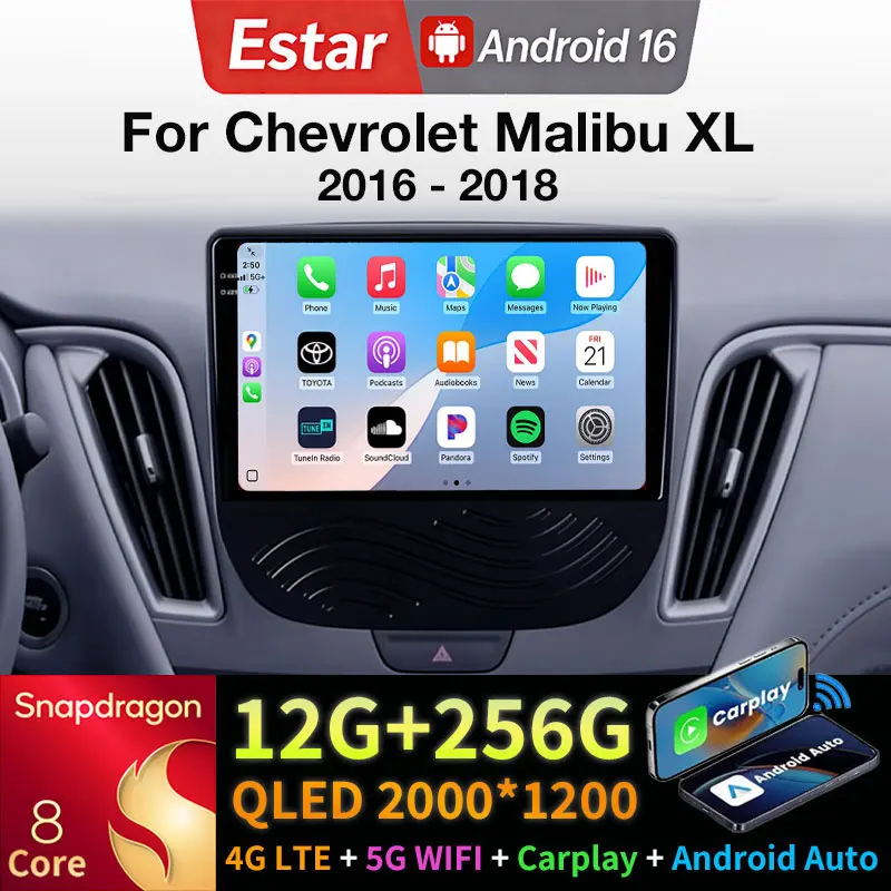 Wireless CarPlay Android Auto For Chevrolet Malibu XL 2016-2018 Android 16 Qualcomm Head Unit Multimedia Player 2 DIN Autoradio
Wireless CarPlay Android Auto For Chevrolet Malibu XL 2016-2018 Android 16 Qualcomm Head Unit Multimedia Player 2 DIN Autoradio