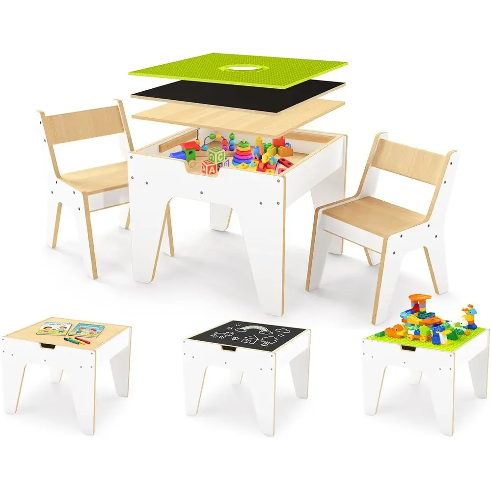 4-in-1 Wooden Kids Activity Table and 2 Chairs, Ages 2-12 & 4-8 Building Blocks truction Sensory Table with Storage, Spacious Ki
4-in-1 Wooden Kids Activity Table and 2 Chairs, Ages 2-12 & 4-8 Building Blocks truction Sensory Table with Storage, Spacious Ki