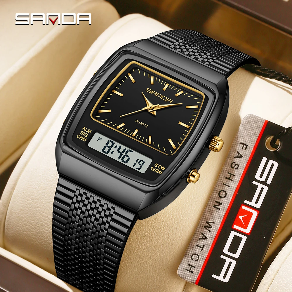 Мужские и женские цифровые кварцевые часы SANDA 3393, новые, повседневные, с двойным дисплеем, кварцевые наручные часы, часы для мужчин.
Мужские и женские цифровые кварцевые часы SANDA 3393, новые, повседневные, с двойным дисплеем, кварцевые наручные часы, часы для мужчин.