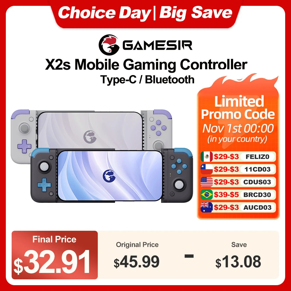 GameSir X2s Type C Bluetooth X2s Series Mobile Phone Gaming Controller Gamepad for Android iPhone iOS PC with Hall Effect Stick
GameSir X2s Type C Bluetooth X2s Series Mobile Phone Gaming Controller Gamepad for Android iPhone iOS PC with Hall Effect Stick