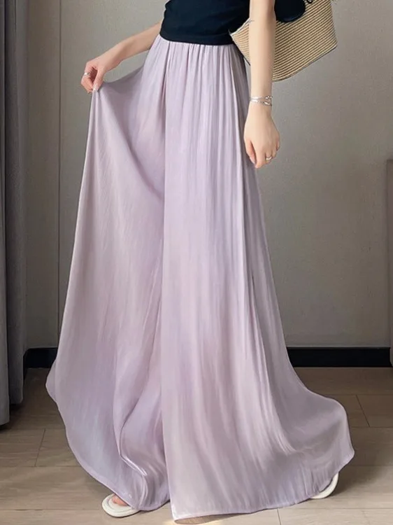 Purple Ice Silk Wide Leg Pants Skirt Women Summer Thin Loose Hanging Sensation Fairy Atmosphere Long Casual Straight High Waist
Purple Ice Silk Wide Leg Pants Skirt Women Summer Thin Loose Hanging Sensation Fairy Atmosphere Long Casual Straight High Waist