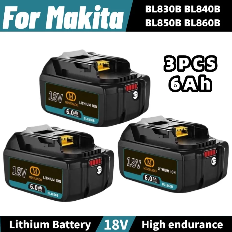 For Makita 18V 6.0Ah Battery With Charger Rechargeable Lithium Ion for BL1850 BL1860B LXT400 Power Tool BatteryMINNAAOO
For Makita 18V 6.0Ah Battery With Charger Rechargeable Lithium Ion for BL1850 BL1860B LXT400 Power Tool BatteryMINNAAOO