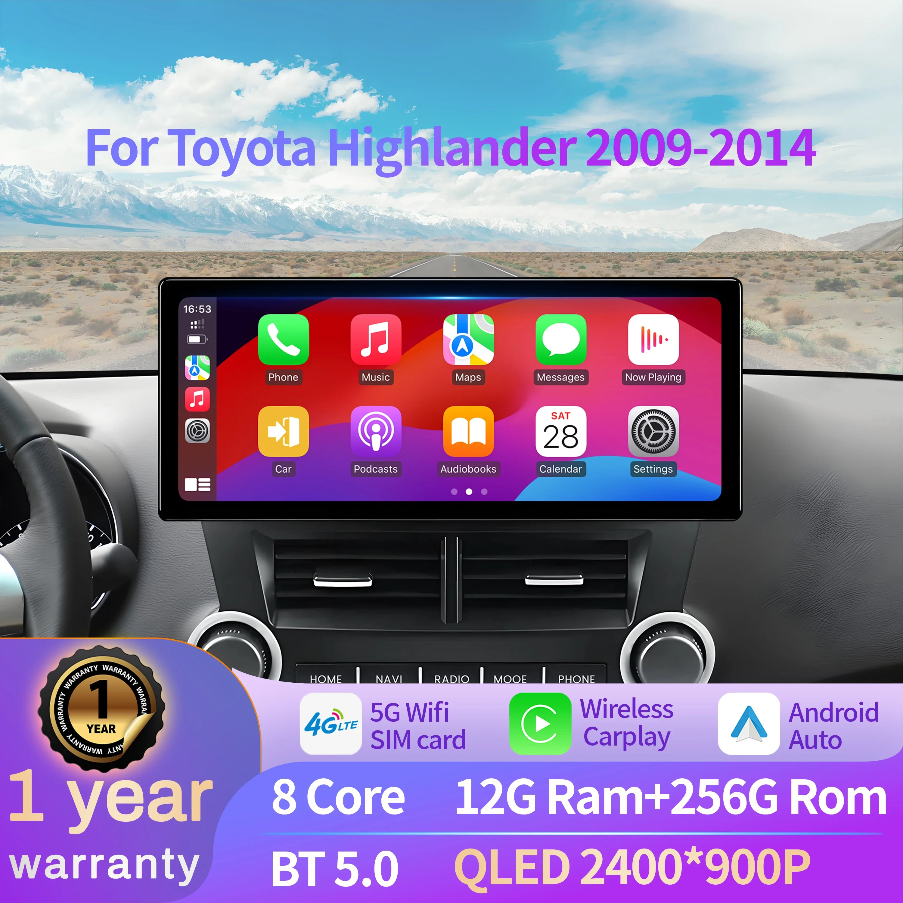 12.3 Inch Car Radio for Toyota Highlander 2009-2014 Android 15 Wireless 4G Bluetooth Carplay Multimedia Head Unit Touch Screen
12.3 Inch Car Radio for Toyota Highlander 2009-2014 Android 15 Wireless 4G Bluetooth Carplay Multimedia Head Unit Touch Screen