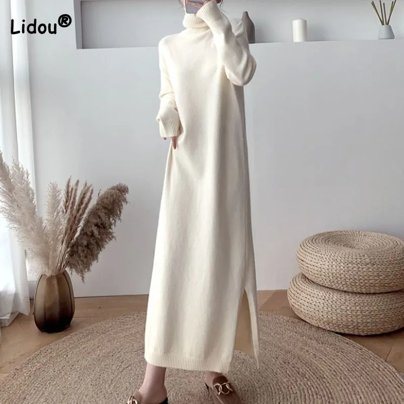 Fashion Elegant Lady Solid Sweaters Dress Autumn Winter Women's Clothing Long Sleeve Temperament Turtleneck Knitted Dresses
Fashion Elegant Lady Solid Sweaters Dress Autumn Winter Women's Clothing Long Sleeve Temperament Turtleneck Knitted Dresses