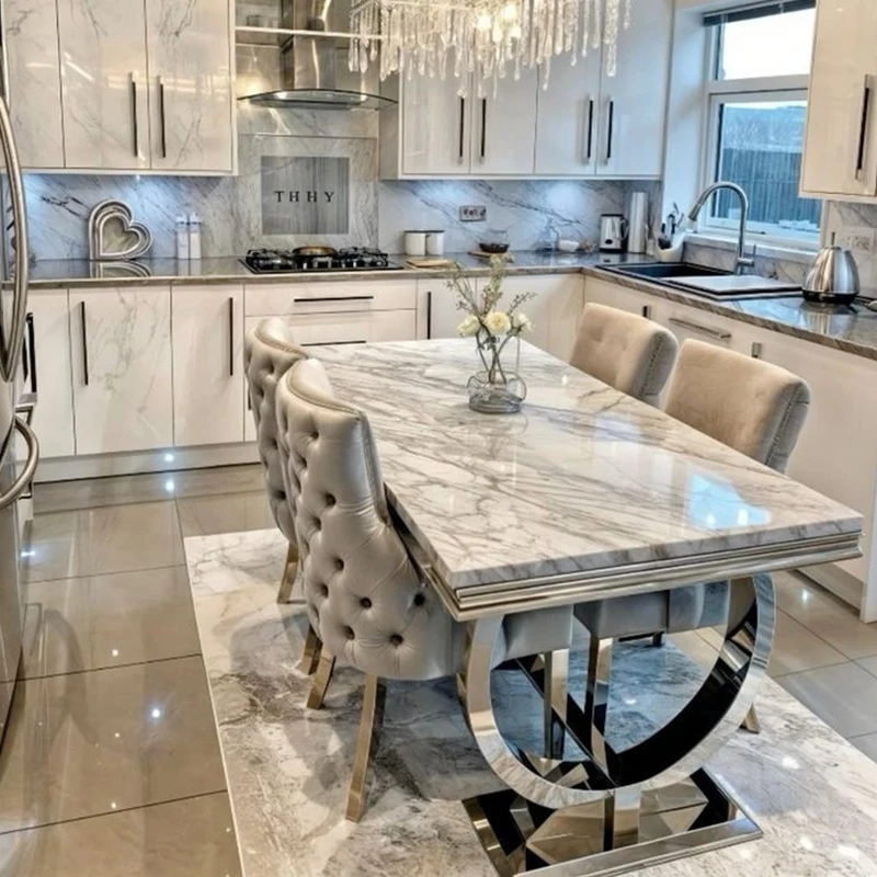 Luxury Furniture Dining Room Modern Marble Top Rectangular Dining Table Set 4 Chairs
Luxury Furniture Dining Room Modern Marble Top Rectangular Dining Table Set 4 Chairs