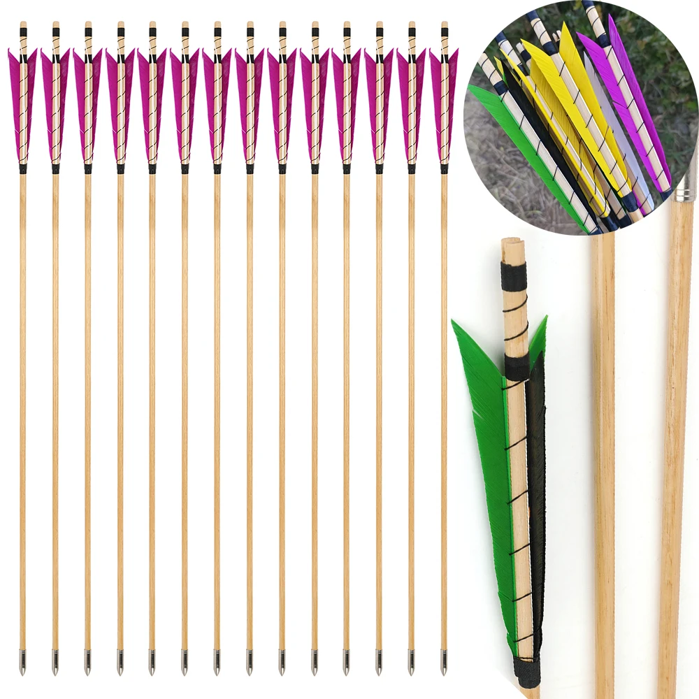 6/12pcs Archery Wood Arrows Turkey Feather OD8mm Fixed Stainless Steel Arrowhead Bow Shooting Hunting Practice Accessories
6/12pcs Archery Wood Arrows Turkey Feather OD8mm Fixed Stainless Steel Arrowhead Bow Shooting Hunting Practice Accessories