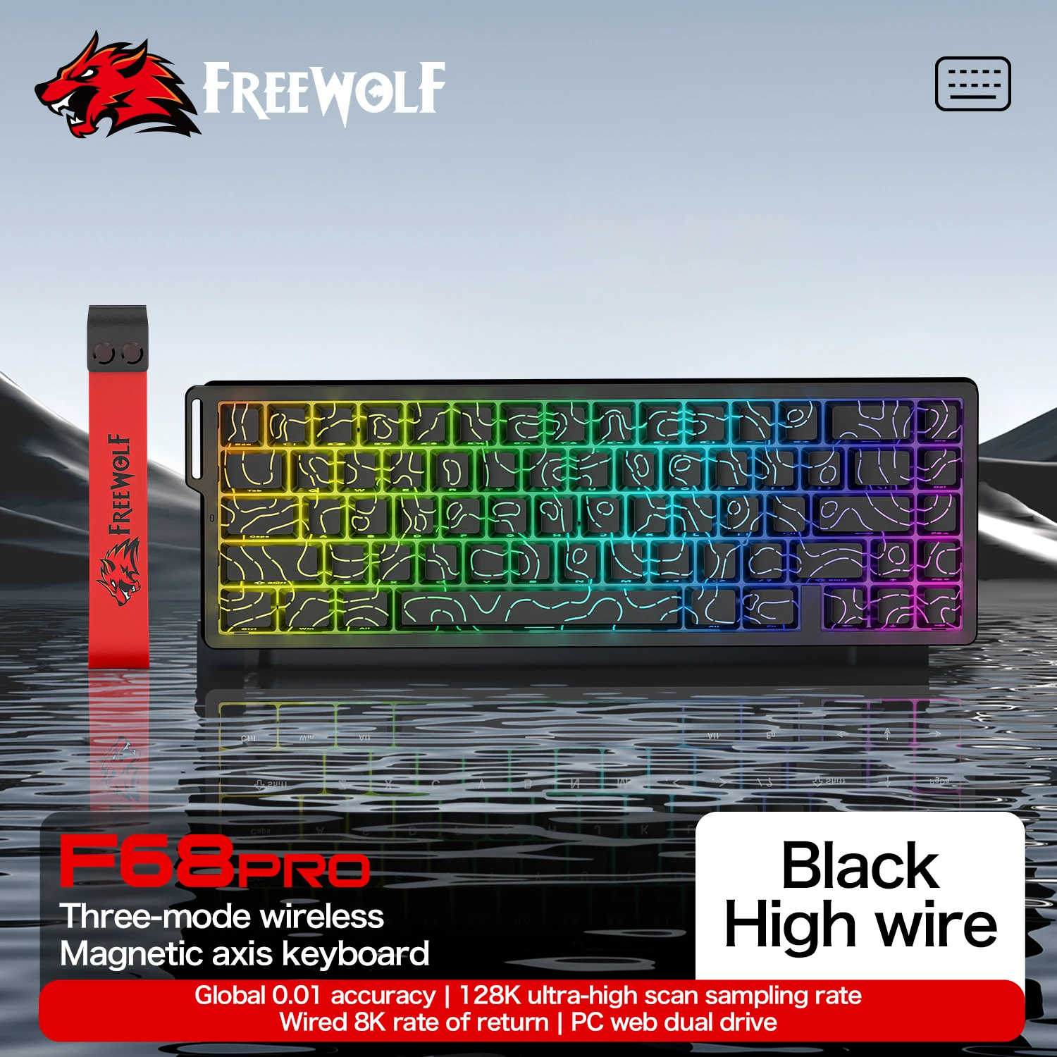 FREEWOLF F68Pro Wireless Magnetic Gaming Keyboard Mechanical for Pro Gaming 0.01mm Rapid Trigg 8000Hz SOCD/Rs 0.1ms 128K Rate
FREEWOLF F68Pro Wireless Magnetic Gaming Keyboard Mechanical for Pro Gaming 0.01mm Rapid Trigg 8000Hz SOCD/Rs 0.1ms 128K Rate