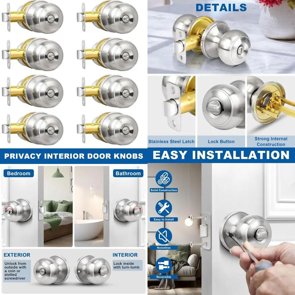 Дверные ручки конфиденциальности из матового никеля из 8 предметов с внутренними/внешними замками без ключа для современной домашней безопасности
Дверные ручки конфиденциальности из матового никеля из 8 предметов с внутренними/внешними замками без ключа для современной домашней безопасности