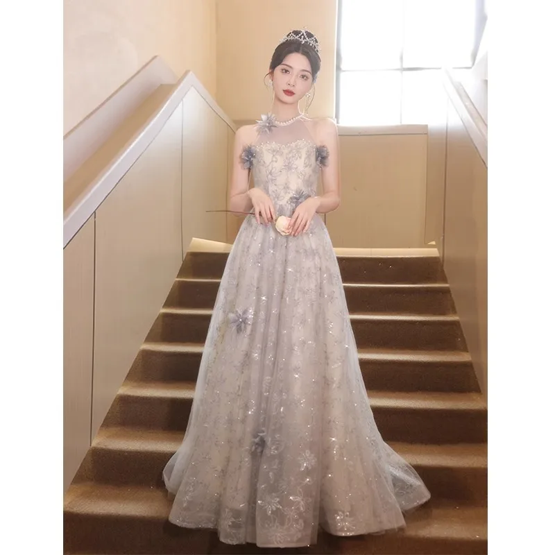Hanging Neck Evening Dress Light Luxury Glitter Dress Niche Sleeveless Skirt Vocal Annual Meeting Dress Host Gown Formal Dresses
Hanging Neck Evening Dress Light Luxury Glitter Dress Niche Sleeveless Skirt Vocal Annual Meeting Dress Host Gown Formal Dresses