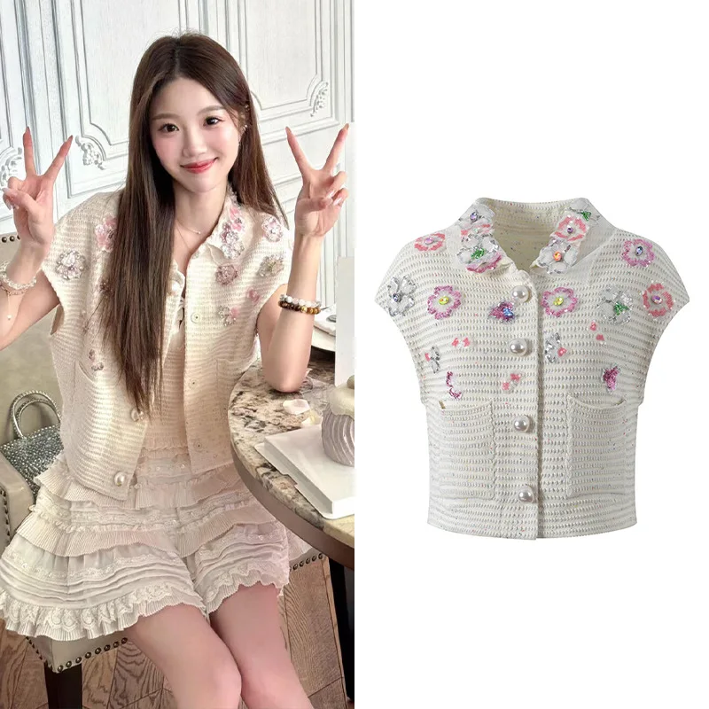 Sweet Sle 2022, летний новый модный открытый кардиган с цветочной вышивкой, жилет, топ, женская трикотажная одежда, повседневная верхняя одежда
Sweet Sle 2022, летний новый модный открытый кардиган с цветочной вышивкой, жилет, топ, женская трикотажная одежда, повседневная верхняя одежда