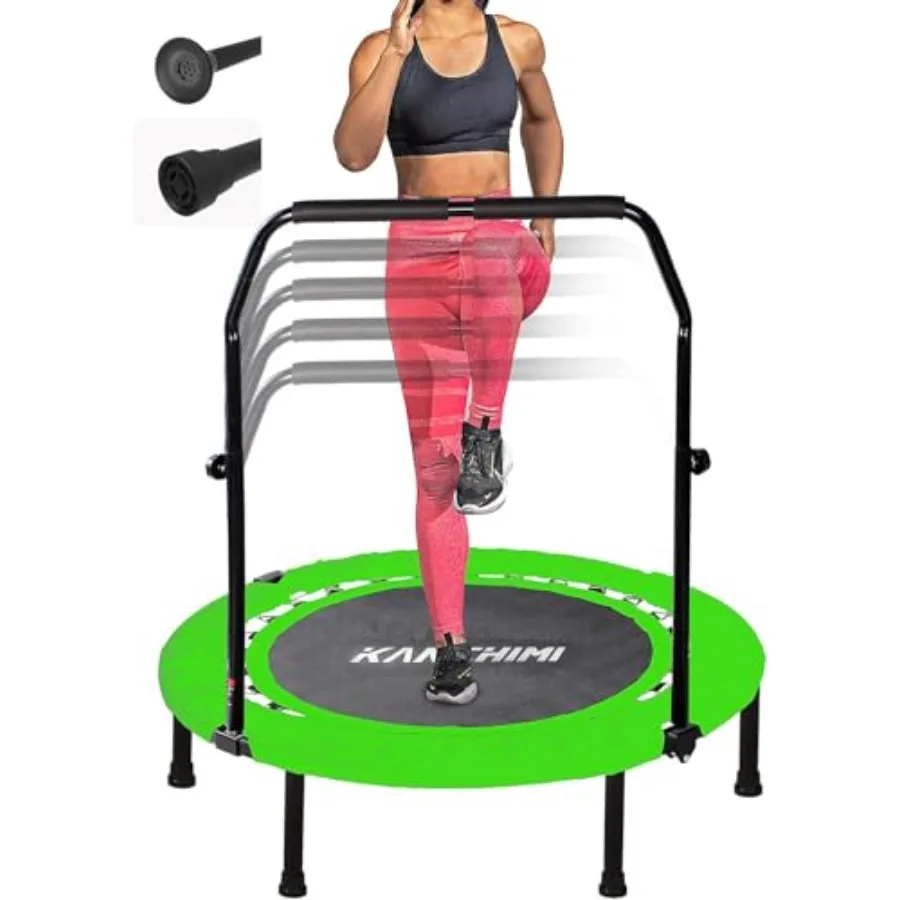 Indoor workout rebounder trampoline with handle for fitness, steel frame, black, foldable design and 330lbs max load
Indoor workout rebounder trampoline with handle for fitness, steel frame, black, foldable design and 330lbs max load
