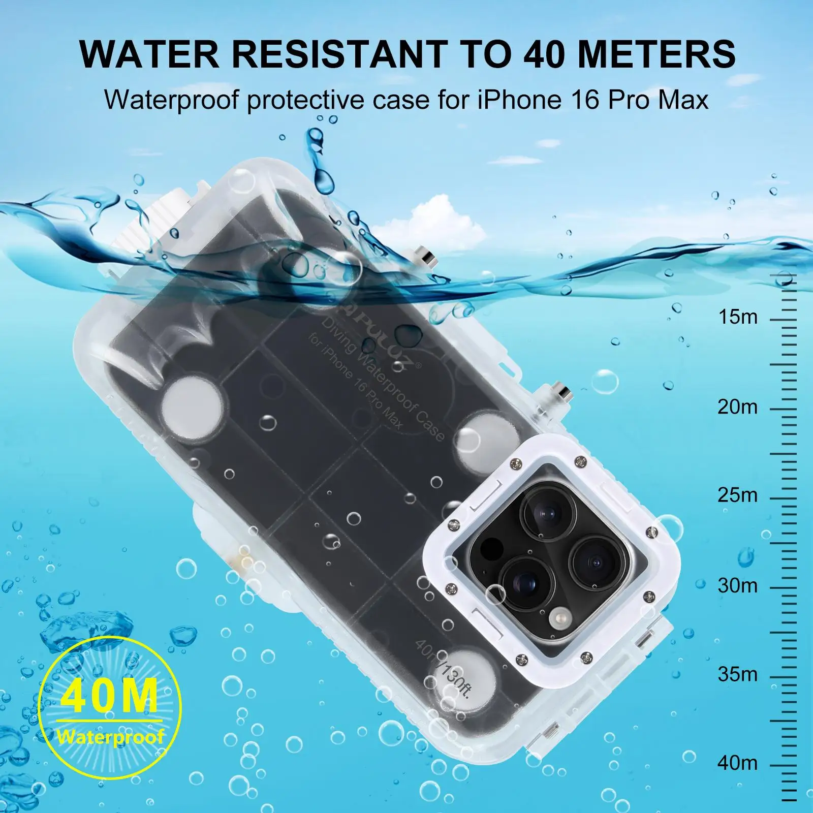 PULUZ New 40m 130ft IPX8 Waterproof Protective Case For iPhone 16 Pro Max Anti Fall Freezing iPhone Diving Case for Sea Video
PULUZ New 40m 130ft IPX8 Waterproof Protective Case For iPhone 16 Pro Max Anti Fall Freezing iPhone Diving Case for Sea Video