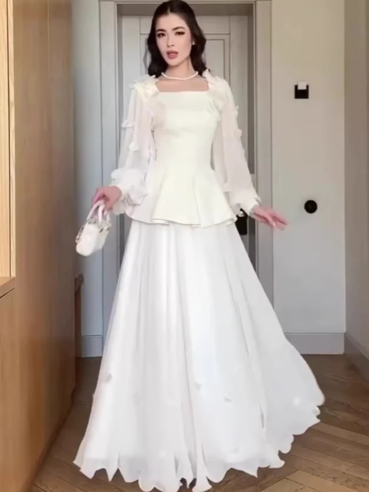 New Women's Two-piece Set with Square Collar Lantern Sleeves, Elegant Women's Autumn Elegant Long Sleeved Retro Lace Long Skirt
New Women's Two-piece Set with Square Collar Lantern Sleeves, Elegant Women's Autumn Elegant Long Sleeved Retro Lace Long Skirt