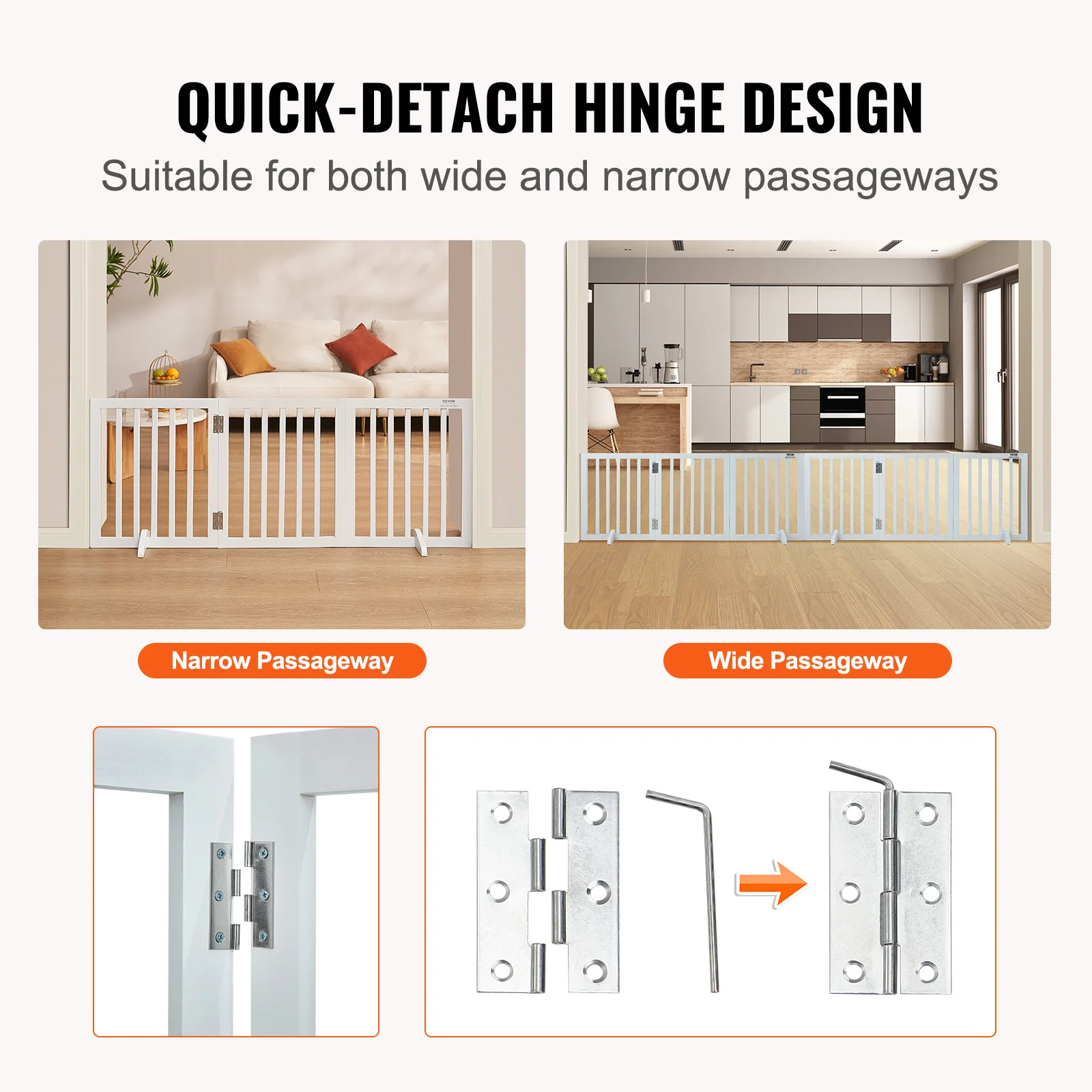 Free Standing Dog Gate, Wooden Freestanding Pet Gate 24" H x 60" W, 3 Panels Foldable Dog Gate for Wide and Narrow Passage
Free Standing Dog Gate, Wooden Freestanding Pet Gate 24" H x 60" W, 3 Panels Foldable Dog Gate for Wide and Narrow Passage