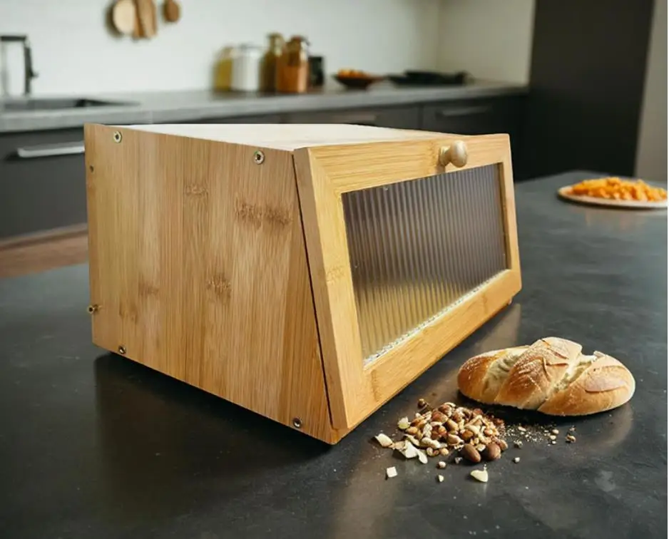Bamboo Bread Box Kitchen Counter Bread Breakfast Storage Bin Large Capacity Clear Front Anti Slip Bottom
Bamboo Bread Box Kitchen Counter Bread Breakfast Storage Bin Large Capacity Clear Front Anti Slip Bottom
