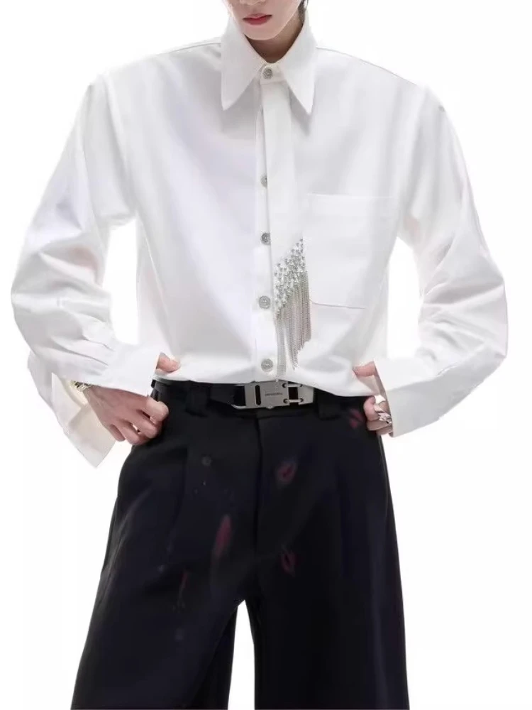 Мужская однотонная рубашка оверсайз с длинными рукавами на весну и осень, свободный крой, повседневный топ на пуговицах с бахромой, универсальный стильный топ
Мужская однотонная рубашка оверсайз с длинными рукавами на весну и осень, свободный крой, повседневный топ на пуговицах с бахромой, универсальный стильный топ