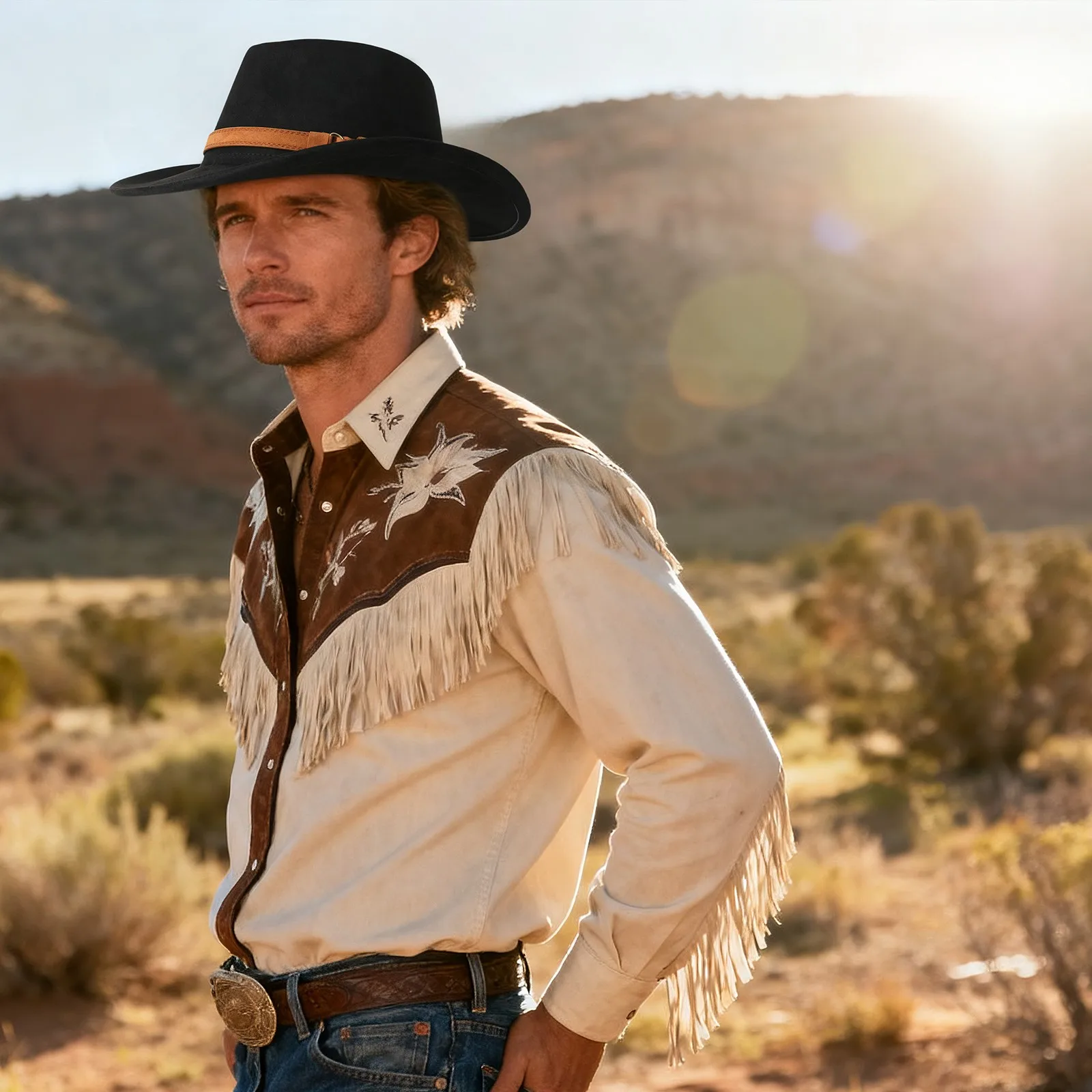 Men's Women's Vintage Western Cowboy Hat Wide Brim Hat With Decorative Band
Men's Women's Vintage Western Cowboy Hat Wide Brim Hat With Decorative Band