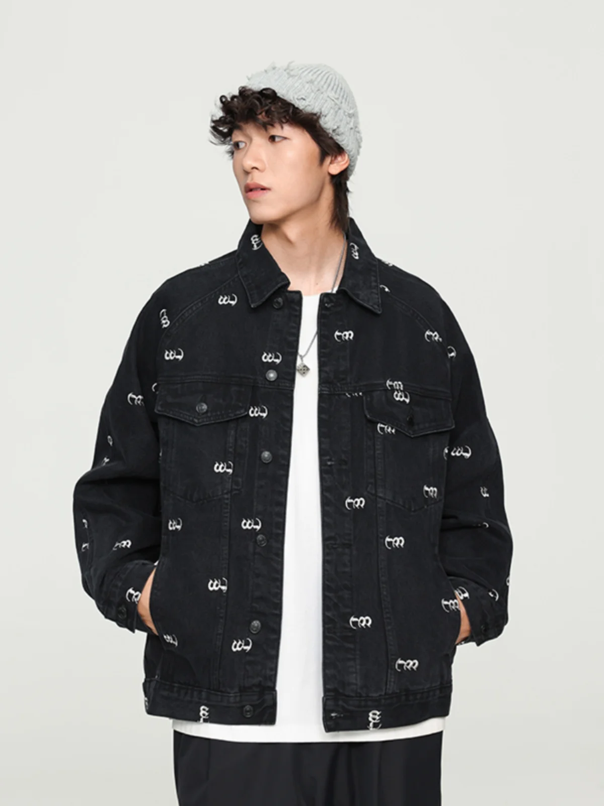 High-End Embroidered Casual Bla Denim Jaet Men's Spring Autumn Loose Large Size Collarl Leisure Coat Youth Faion
High-End Embroidered Casual Bla Denim Jaet Men's Spring Autumn Loose Large Size Collarl Leisure Coat Youth Faion
