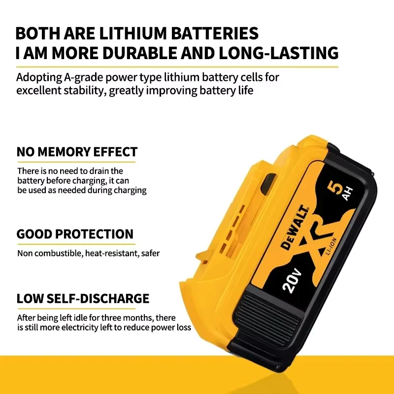 Genuine Dewalt Battery 20v 5Ah DCB205 Lithium Ion Rechargeable Replacement For Power Electric Cordless Tool Charger Set Kit
Genuine Dewalt Battery 20v 5Ah DCB205 Lithium Ion Rechargeable Replacement For Power Electric Cordless Tool Charger Set Kit
