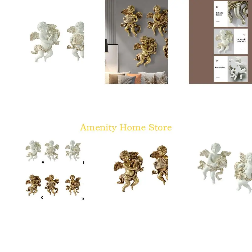 F26C 2Pcs Cherub Figurine Wall Mounted Resins Sculpture Decoration for Study Office
F26C 2Pcs Cherub Figurine Wall Mounted Resins Sculpture Decoration for Study Office