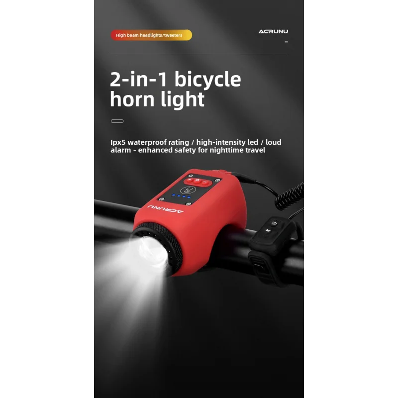 ACRUNU Bike Light and Horn 2-in-1 Set for Night Riding, Night Cycling Flashlight Accessories, 4 Light Modes, Ipx5 Black
ACRUNU Bike Light and Horn 2-in-1 Set for Night Riding, Night Cycling Flashlight Accessories, 4 Light Modes, Ipx5 Black