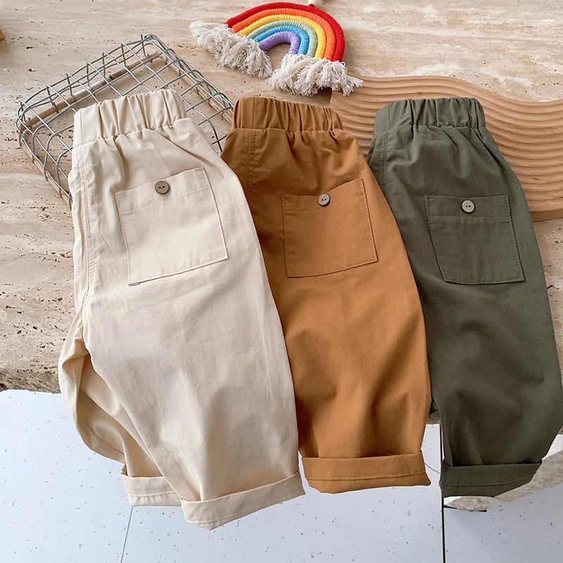 Spring Autumn Baby Boys Girls Pants Solid Color Cotton Children Elastic Waist Trousers Korean Style Kids Casual Pants
Spring Autumn Baby Boys Girls Pants Solid Color Cotton Children Elastic Waist Trousers Korean Style Kids Casual Pants