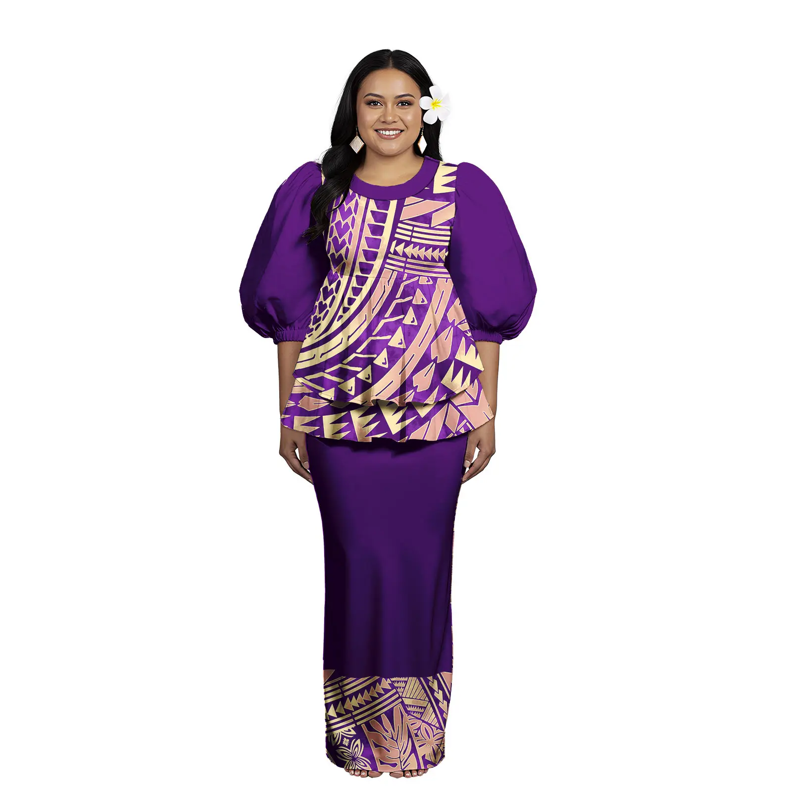 Women Puletasi Dresses Samoa Fijia Lady Dress Islander Two Piece Set Polynesian Tribal Clothing Party Prom Elegant Maxi Dresses
Women Puletasi Dresses Samoa Fijia Lady Dress Islander Two Piece Set Polynesian Tribal Clothing Party Prom Elegant Maxi Dresses