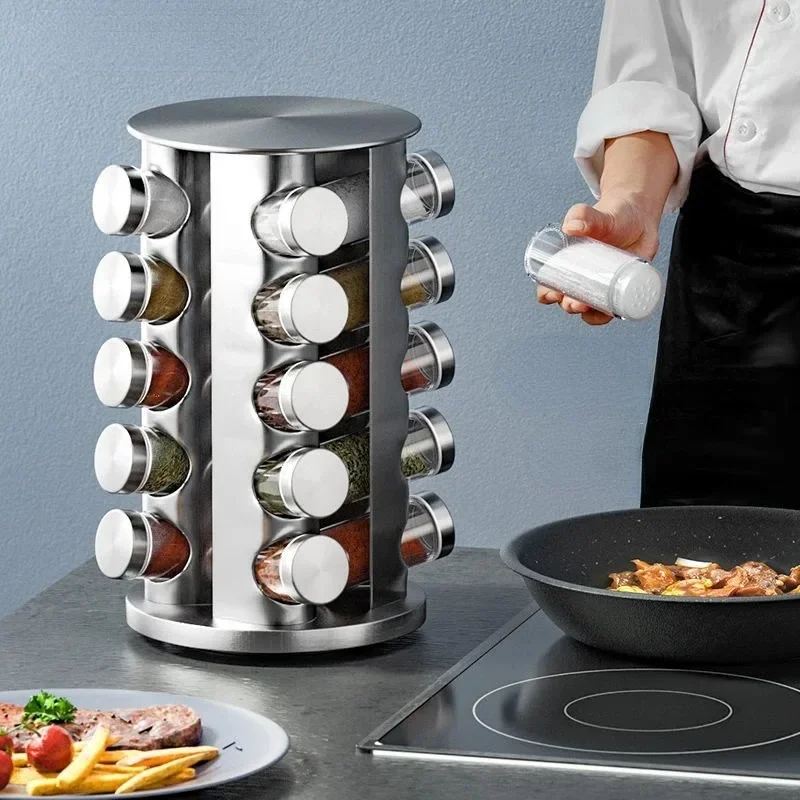 Stainless Steel Rotating Seasoning Rack Nordic Style Kitchen Special 360-degree Rotating Countertop Seasoning Storage Rack
Stainless Steel Rotating Seasoning Rack Nordic Style Kitchen Special 360-degree Rotating Countertop Seasoning Storage Rack