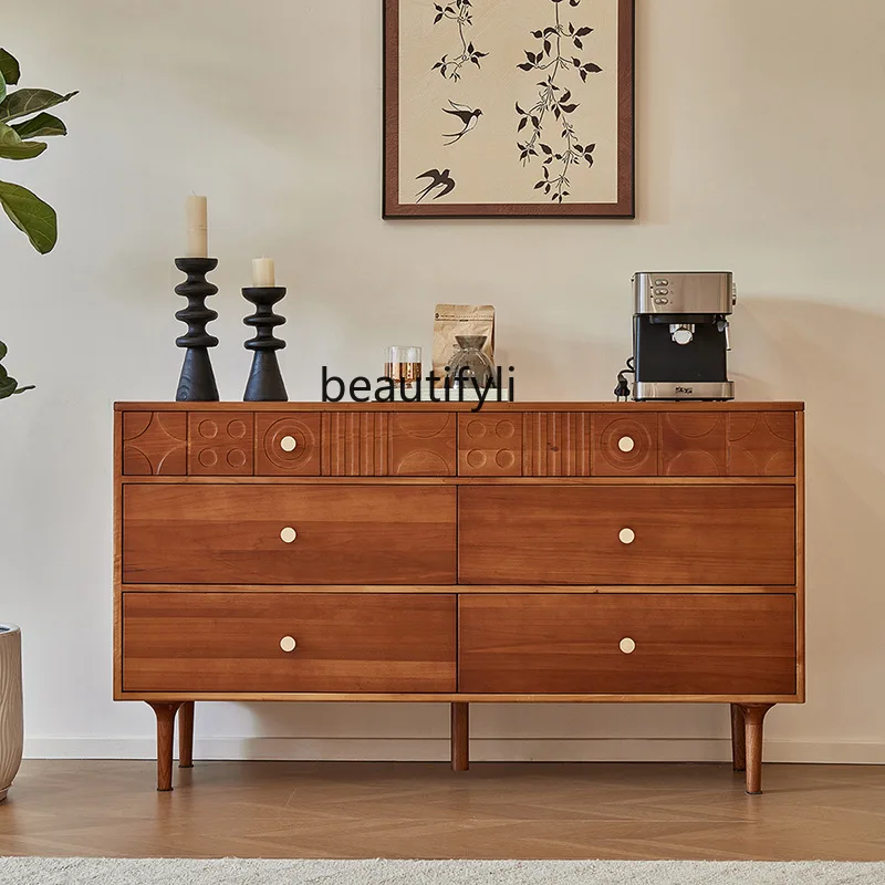 Retro solid wood, living room dining side porch side cabinet against the wall, six bucket storage locker
Retro solid wood, living room dining side porch side cabinet against the wall, six bucket storage locker