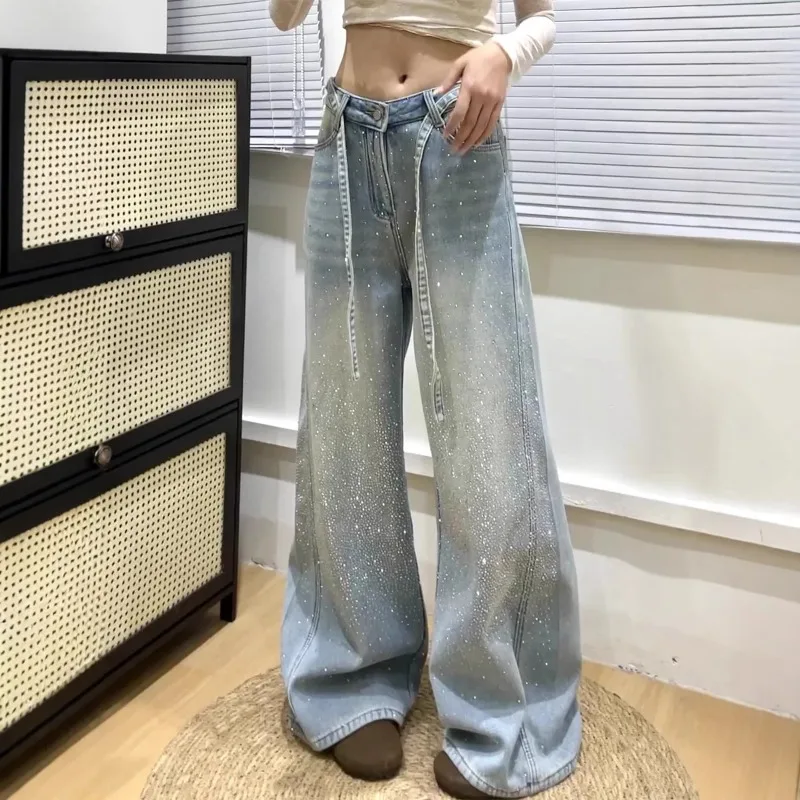 Y2k Korean Style Women Full Rhinestone Starry Jeans 2026 Summer New High Waist Loose Wide Leg Denim Pants for Women Streetwear
Y2k Korean Style Women Full Rhinestone Starry Jeans 2026 Summer New High Waist Loose Wide Leg Denim Pants for Women Streetwear