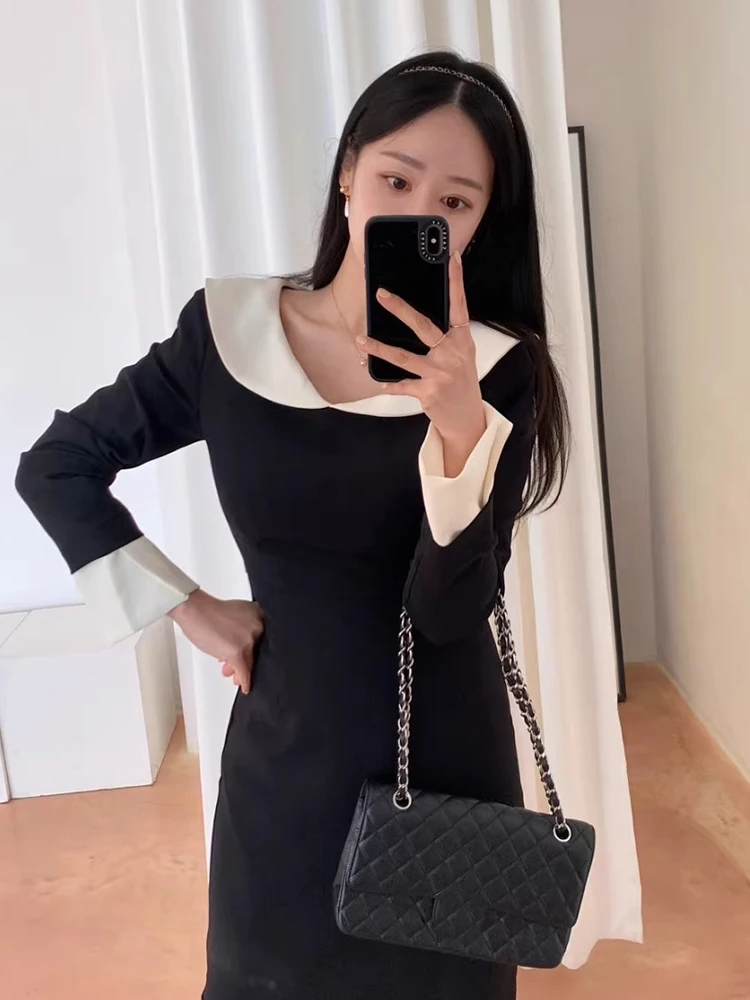 New Fashion Elegant Office Doll Collar Women Dress Sexy Retro Casual Turn-Down Collar Black Formal Slim Fit Femme Vestido
New Fashion Elegant Office Doll Collar Women Dress Sexy Retro Casual Turn-Down Collar Black Formal Slim Fit Femme Vestido