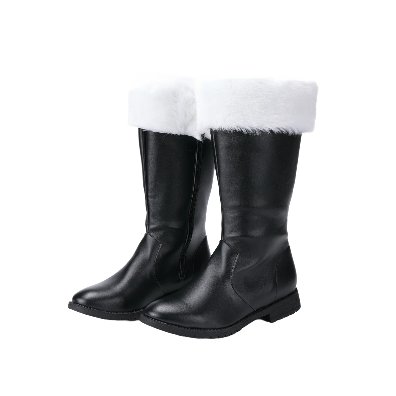 Christmas Santa Claus Boots Men's Halloween Costume Black Boots Wide Calf With White Fur
Christmas Santa Claus Boots Men's Halloween Costume Black Boots Wide Calf With White Fur