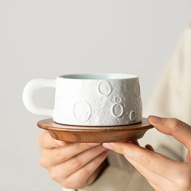 Lunar Crater Ceramic Mug & Saucer Set, Moon Surface Design Coffee Tea Cups for Home Office Use, Nordic Minimalist Style Gift
Lunar Crater Ceramic Mug & Saucer Set, Moon Surface Design Coffee Tea Cups for Home Office Use, Nordic Minimalist Style Gift