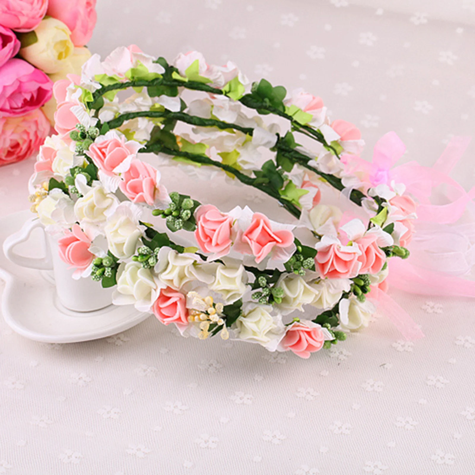 Artificial Flower Headband Wreath Bride Women Flower Crown Hair Band Wedding Floral Hairband Garland Ribbon Hair Accessories
Artificial Flower Headband Wreath Bride Women Flower Crown Hair Band Wedding Floral Hairband Garland Ribbon Hair Accessories