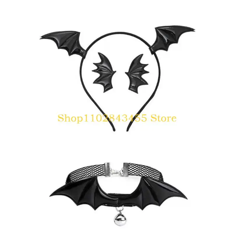 49MC Темно-черные заколки для волос в готическом стиле с крылом летучей мыши для девочек, готическое универсальное колье на