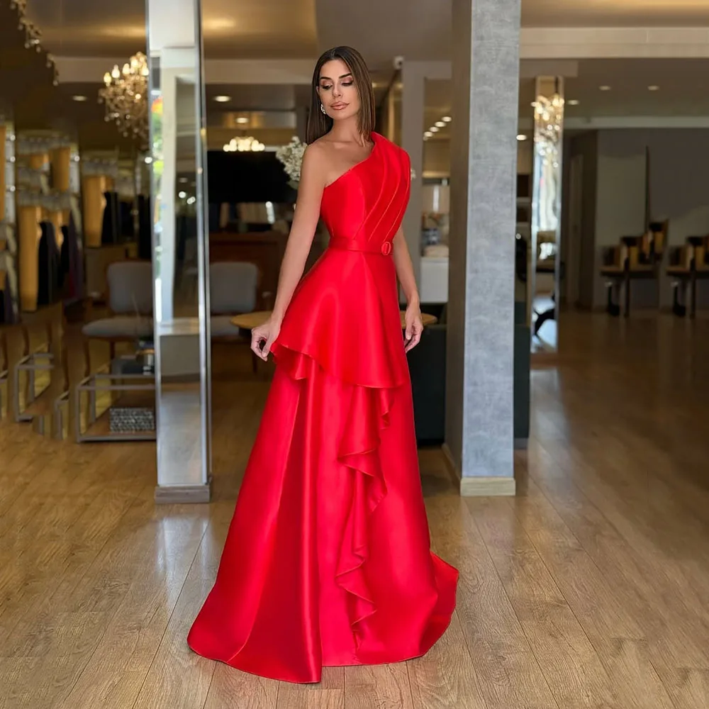 Msikoods Customized Red Formal Gown A-line Tiered Pleats Prom Dress Wedding Party Floor-Length One Shoulder Satin Evening Dress
Msikoods Customized Red Formal Gown A-line Tiered Pleats Prom Dress Wedding Party Floor-Length One Shoulder Satin Evening Dress