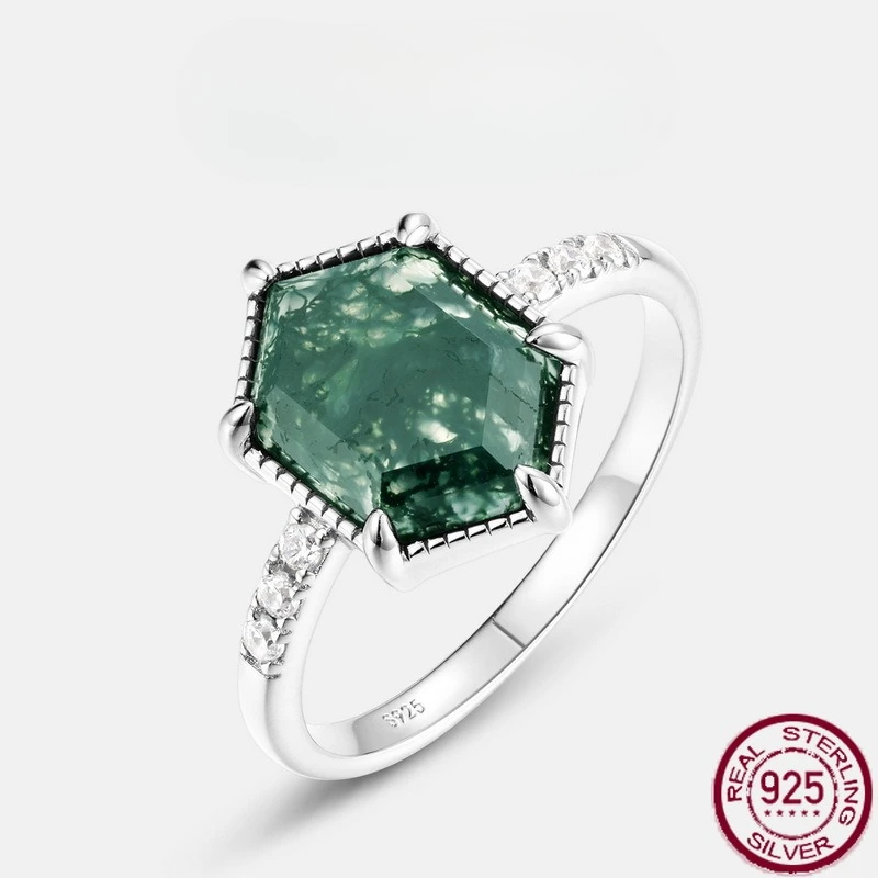 New S925 pure silver unique geometric green moss stone inlaid with water grass agate index finger ring wedding jewelry
New S925 pure silver unique geometric green moss stone inlaid with water grass agate index finger ring wedding jewelry