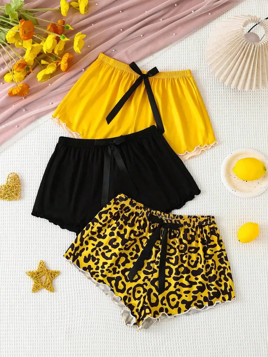 3pcs Womens Summer Pajama Shorts With Bow Detail Casual Sleep Bottoms
3pcs Womens Summer Pajama Shorts With Bow Detail Casual Sleep Bottoms