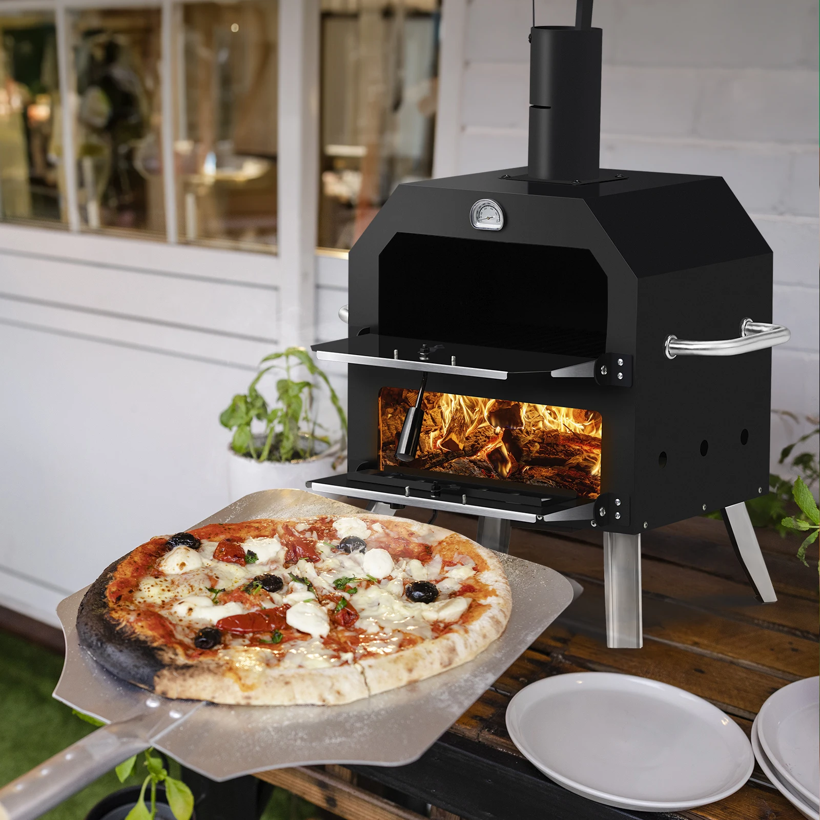 Outdoor Pizza Oven Wood Fired 2-Layer Pizza Ovens Outside Pizza Maker with Stone, Removable Cooking Rack for Camping BackyardBBQ
Outdoor Pizza Oven Wood Fired 2-Layer Pizza Ovens Outside Pizza Maker with Stone, Removable Cooking Rack for Camping BackyardBBQ