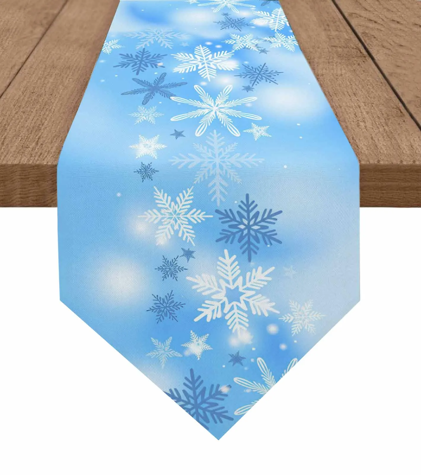 Simple Bule Gradient Snowflake Table Runner Cover Cotton Linen Wedding Table Decor Tablecloth Kitchen Decor
Simple Bule Gradient Snowflake Table Runner Cover Cotton Linen Wedding Table Decor Tablecloth Kitchen Decor