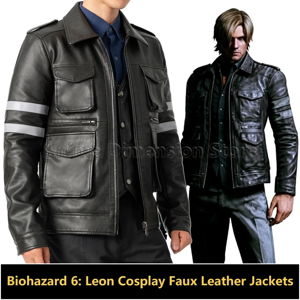 Game Biohazard Resident 6 Leon Scott Kennedy Cosplay Costumes Black Faux Leather Jacket Role Play Coat For Men
Game Biohazard Resident 6 Leon Scott Kennedy Cosplay Costumes Black Faux Leather Jacket Role Play Coat For Men