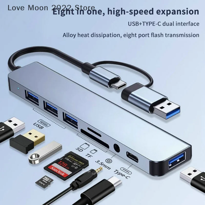 Universal 8-in-1 USB Type C Station with Audio Jack and Card Reader Compatible with Various Devices
Universal 8-in-1 USB Type C Station with Audio Jack and Card Reader Compatible with Various Devices