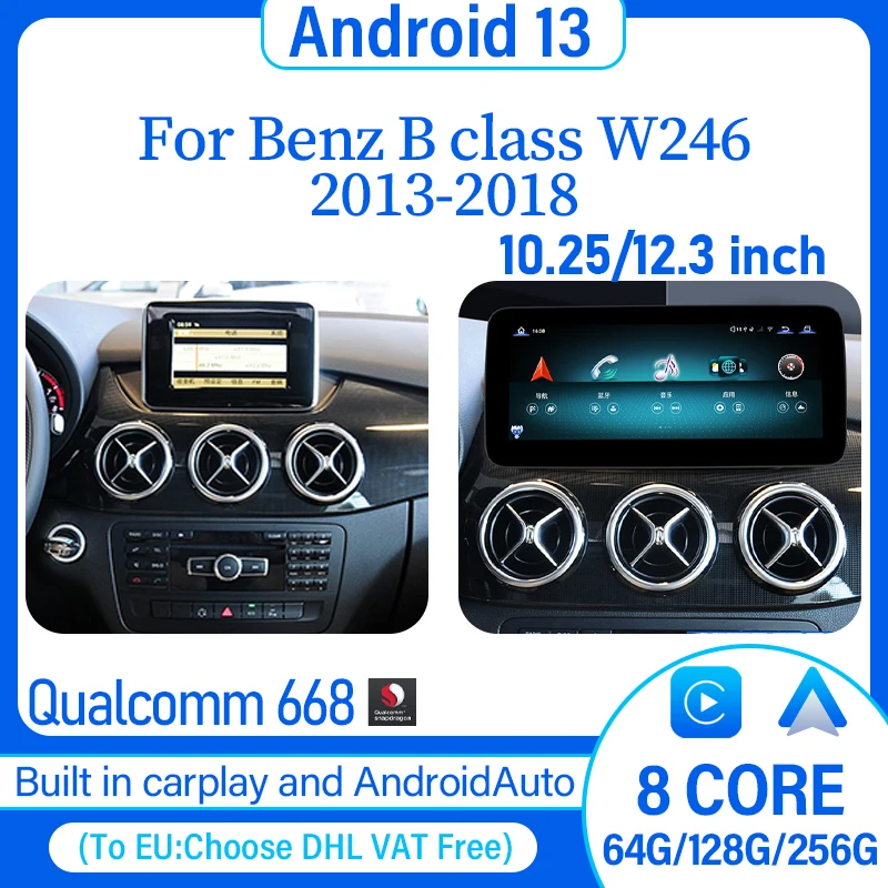 12G+256G Apple Carplay For Mercedes Benz B Class W245 W246 Qualcomm 668 Android 13 Car Video Player Navigation Multimedia Screen
12G+256G Apple Carplay For Mercedes Benz B Class W245 W246 Qualcomm 668 Android 13 Car Video Player Navigation Multimedia Screen