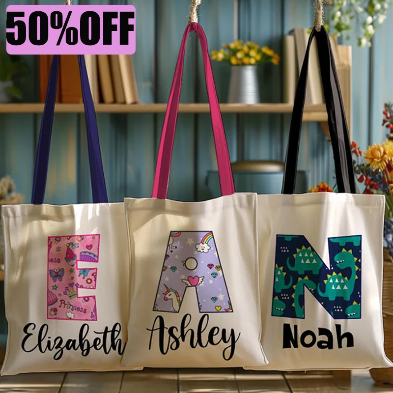 Personalised Letter Print with Name Tote Bag Large Capacity Cute Travel Bag Unisex Canvas Tote Bag Kids Back to School Gift
Personalised Letter Print with Name Tote Bag Large Capacity Cute Travel Bag Unisex Canvas Tote Bag Kids Back to School Gift