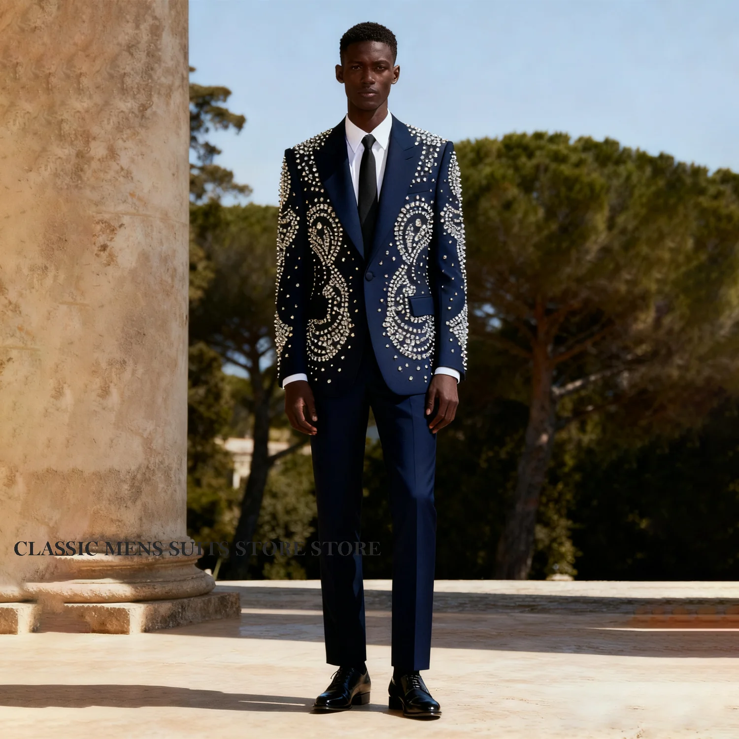 Elegant Metallic Jewelry Ornament Tuxedo Men Customized Suits 2 Piece Wedding Groom Male Prom Blazer Slim Party Ternos Completo
Elegant Metallic Jewelry Ornament Tuxedo Men Customized Suits 2 Piece Wedding Groom Male Prom Blazer Slim Party Ternos Completo